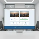 The Photo Optimization for Web tool is shown on a monitor with "Original Image" and "Optimized Image" previews, highlighting an 82% reduction for better SEO. Feature icons and descriptions are displayed below, set against a modern office background.