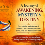 Book cover for "Lizla, The Daughter Of Isis" by Lilian Nirupa. A woman in ancient Egyptian attire stands against a golden cityscape, evoking an ancient civilization. Themes of awakening, mystery, and a princess’s spiritual epic self-discovery shine through.